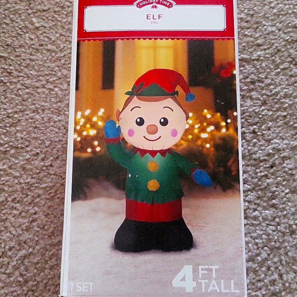 3.5 ft Pre-Lit LED Airblown Elf Christmas Inflatable